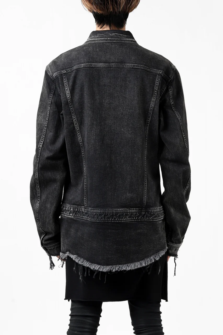 ISAMU KATAYAMA BACKLASH TRUCKER DENIM JACKET / SPLASH DYED (BLACK) - Image 26