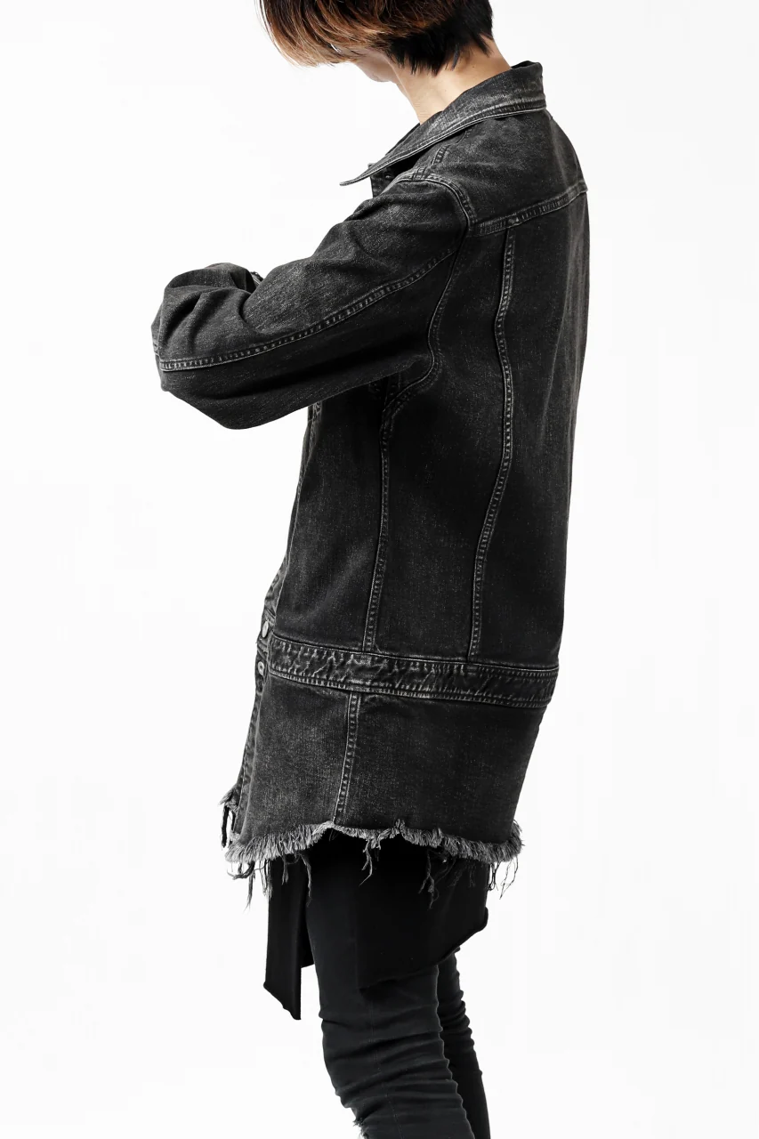 ISAMU KATAYAMA BACKLASH TRUCKER DENIM JACKET / SPLASH DYED (BLACK) - Image 27