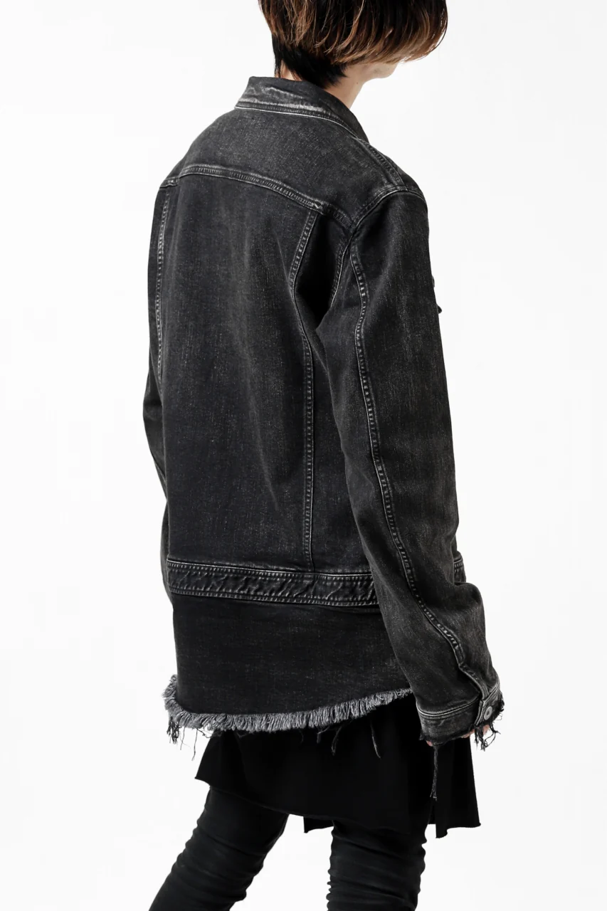ISAMU KATAYAMA BACKLASH TRUCKER DENIM JACKET / SPLASH DYED (BLACK) - Image 28