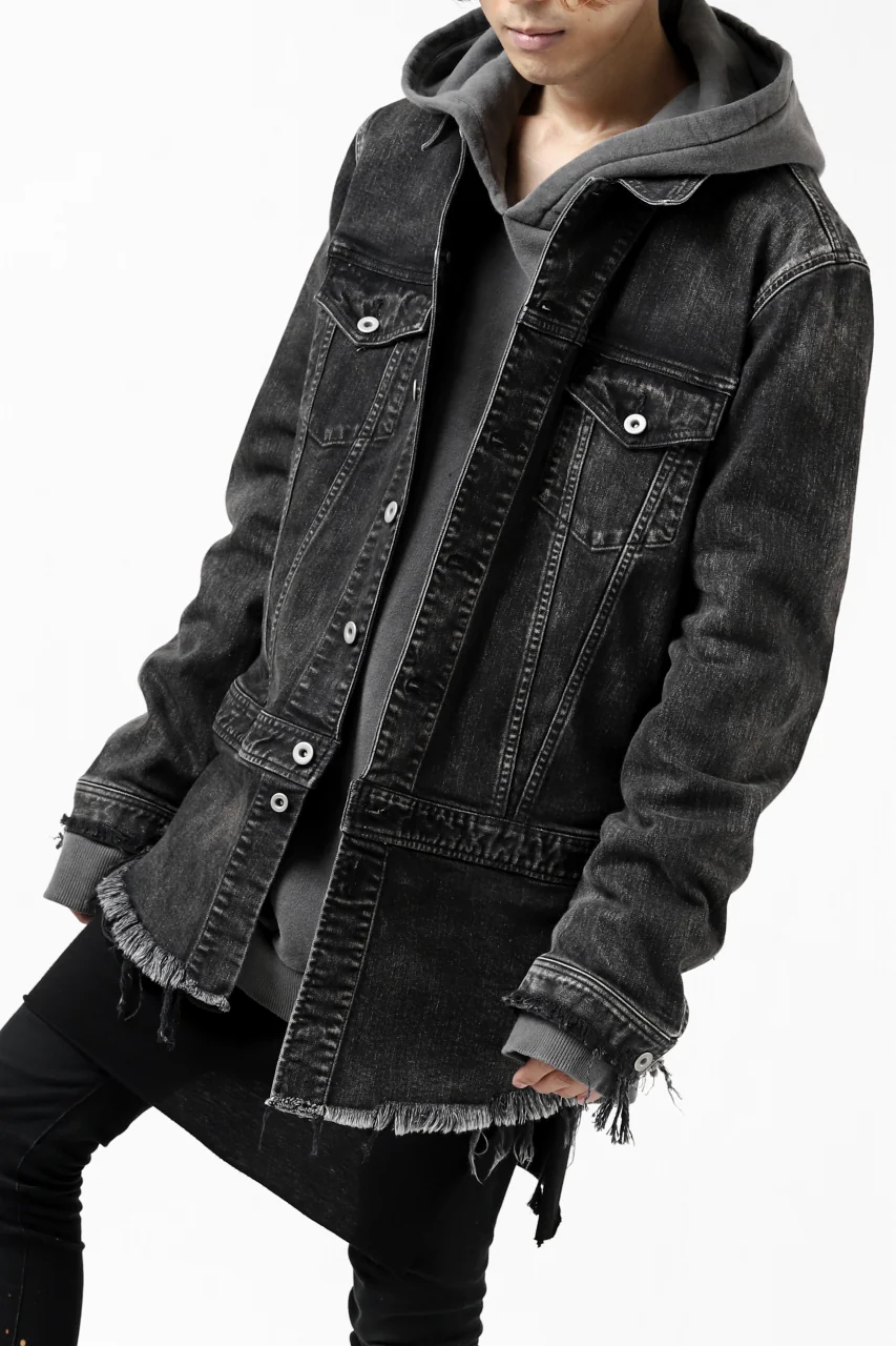 ISAMU KATAYAMA BACKLASH TRUCKER DENIM JACKET / SPLASH DYED (BLACK) - Image 29