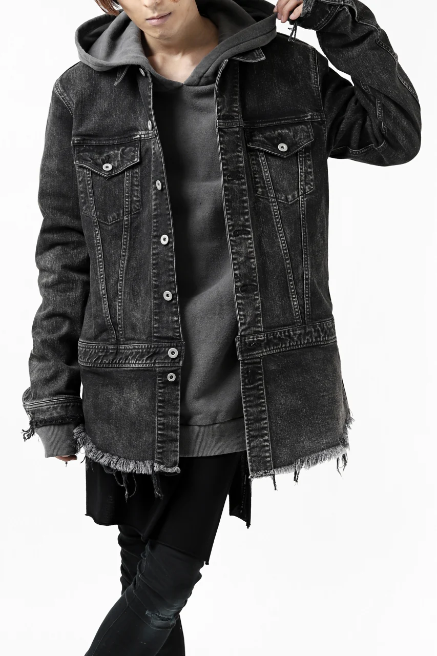 ISAMU KATAYAMA BACKLASH TRUCKER DENIM JACKET / SPLASH DYED (BLACK) - Image 30