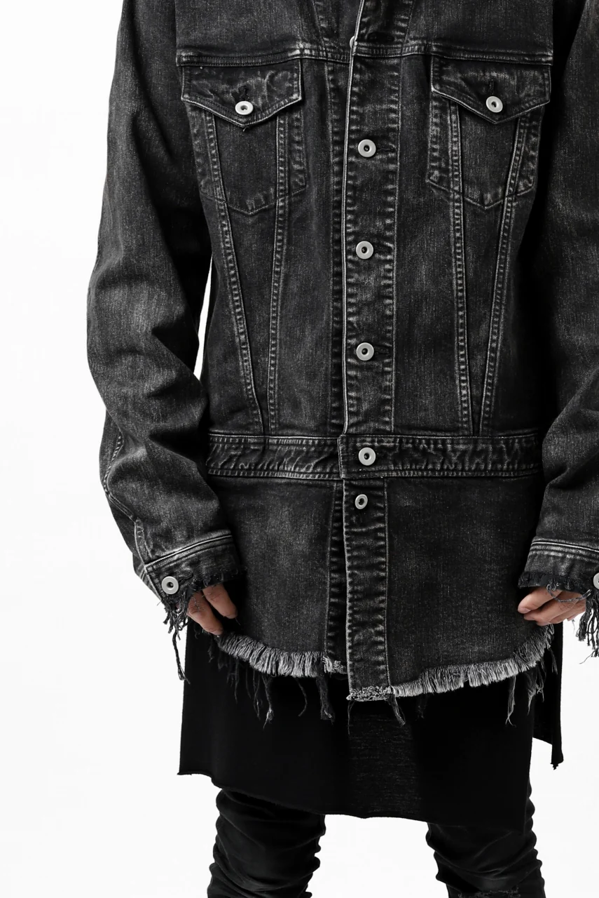ISAMU KATAYAMA BACKLASH TRUCKER DENIM JACKET / SPLASH DYED (BLACK) - Image 34