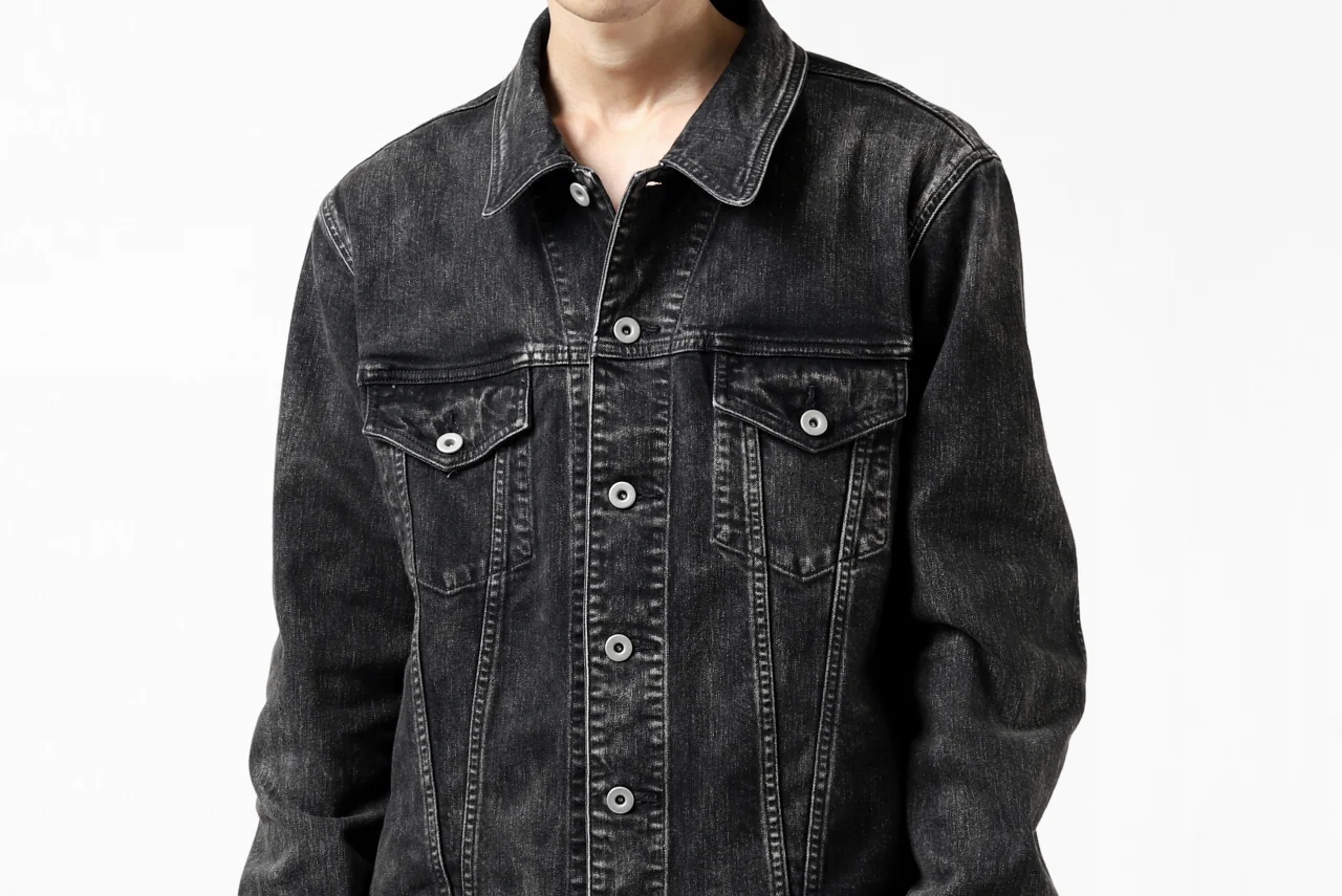 ISAMU KATAYAMA BACKLASH TRUCKER DENIM JACKET / SPLASH DYED (BLACK) - Image 37