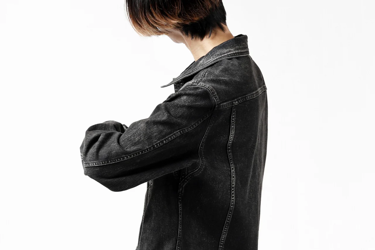ISAMU KATAYAMA BACKLASH TRUCKER DENIM JACKET / SPLASH DYED (BLACK) - Image 38