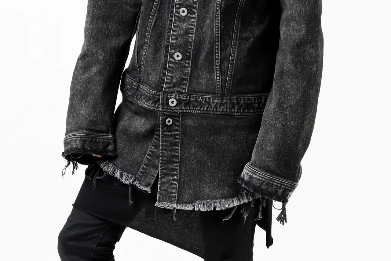 ISAMU KATAYAMA BACKLASH TRUCKER DENIM JACKET / SPLASH DYED (BLACK) - Image 39