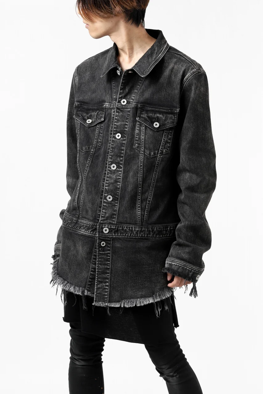 ISAMU KATAYAMA BACKLASH TRUCKER DENIM JACKET / SPLASH DYED (BLACK) - Image 5