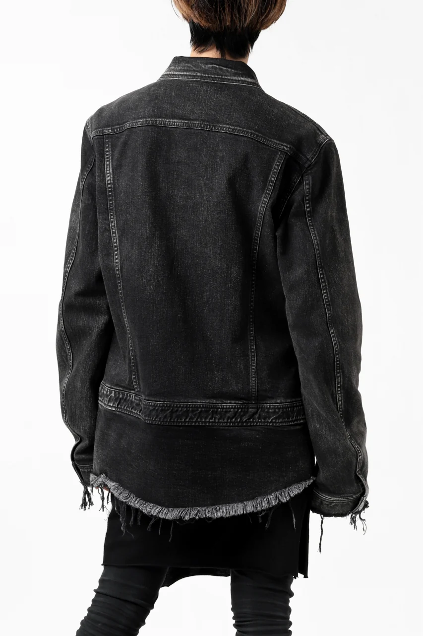ISAMU KATAYAMA BACKLASH TRUCKER DENIM JACKET / SPLASH DYED (BLACK) - Image 6