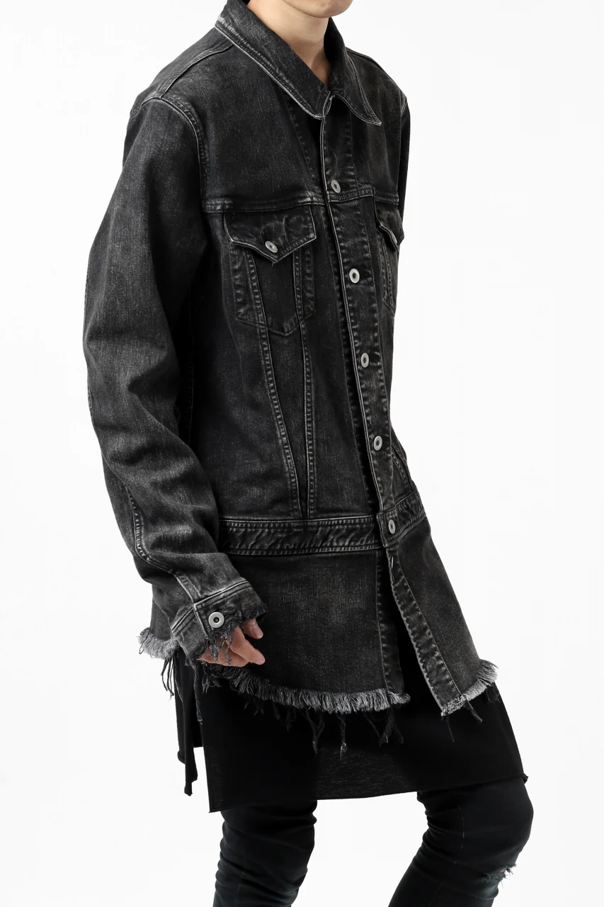 ISAMU KATAYAMA BACKLASH TRUCKER DENIM JACKET / SPLASH DYED (BLACK) - Image 7