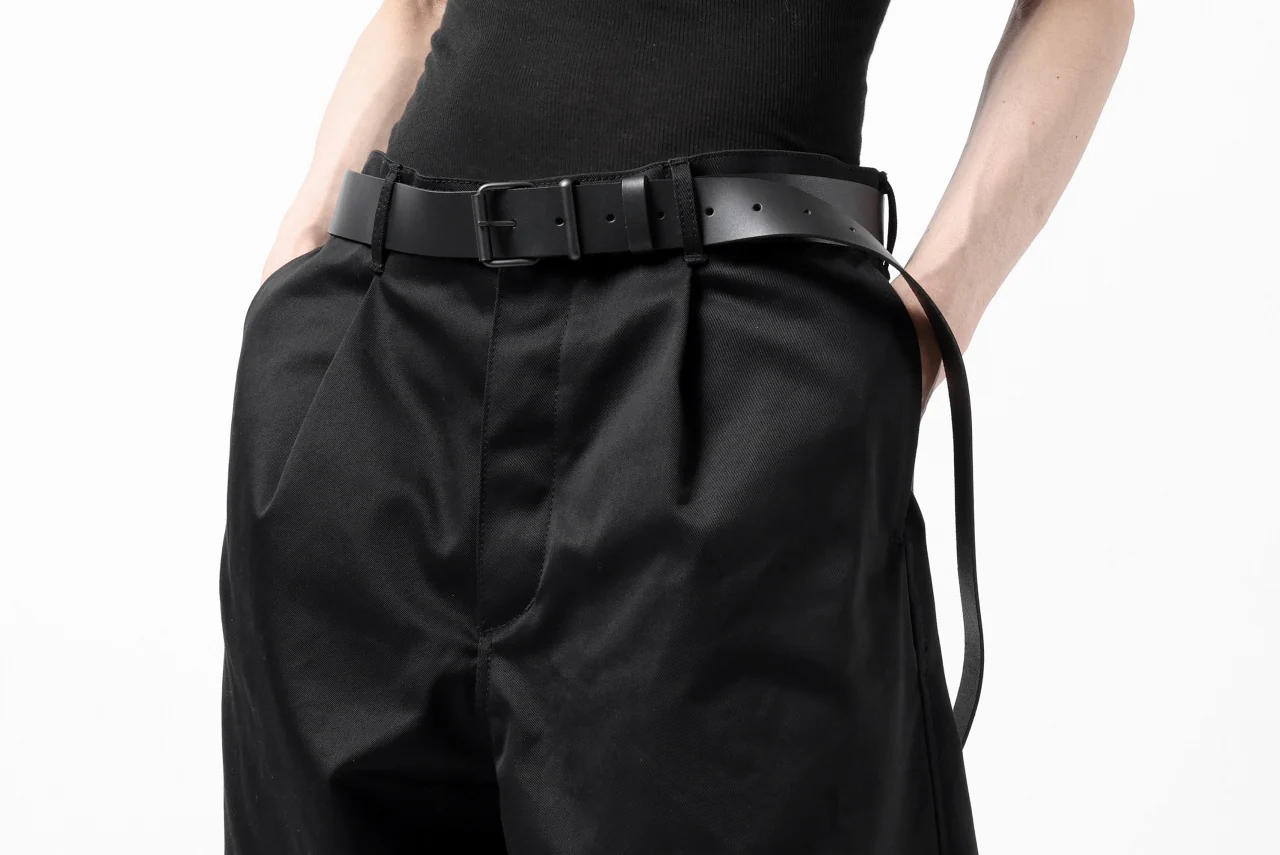 ISAMU KATAYAMA BACKLASH TUCK WIDE PANTS / HIGH DENSITY CHINO CLOTH (BLACK) - Image 30