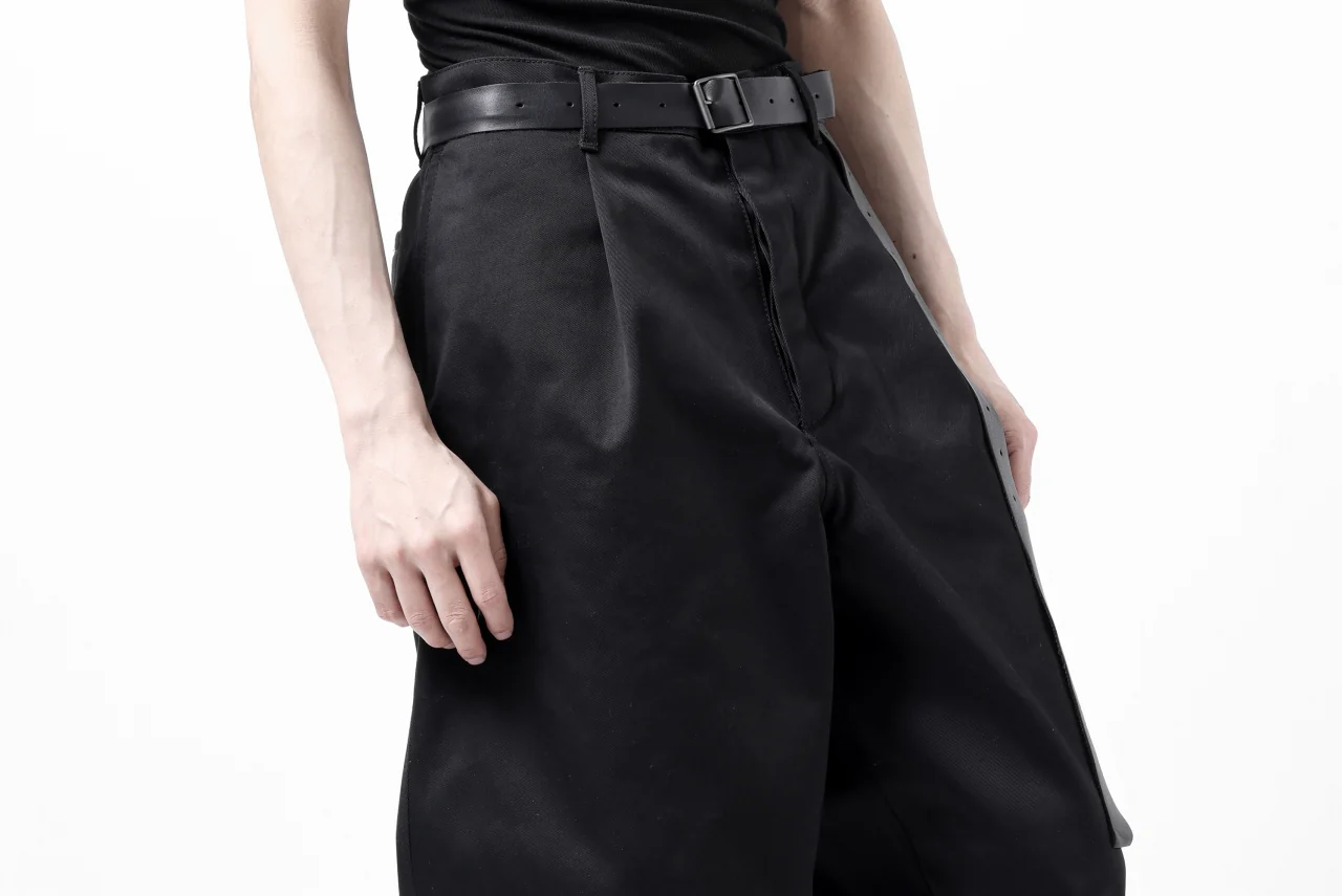 ISAMU KATAYAMA BACKLASH TUCK WIDE PANTS / HIGH DENSITY CHINO CLOTH (BLACK) - Image 33