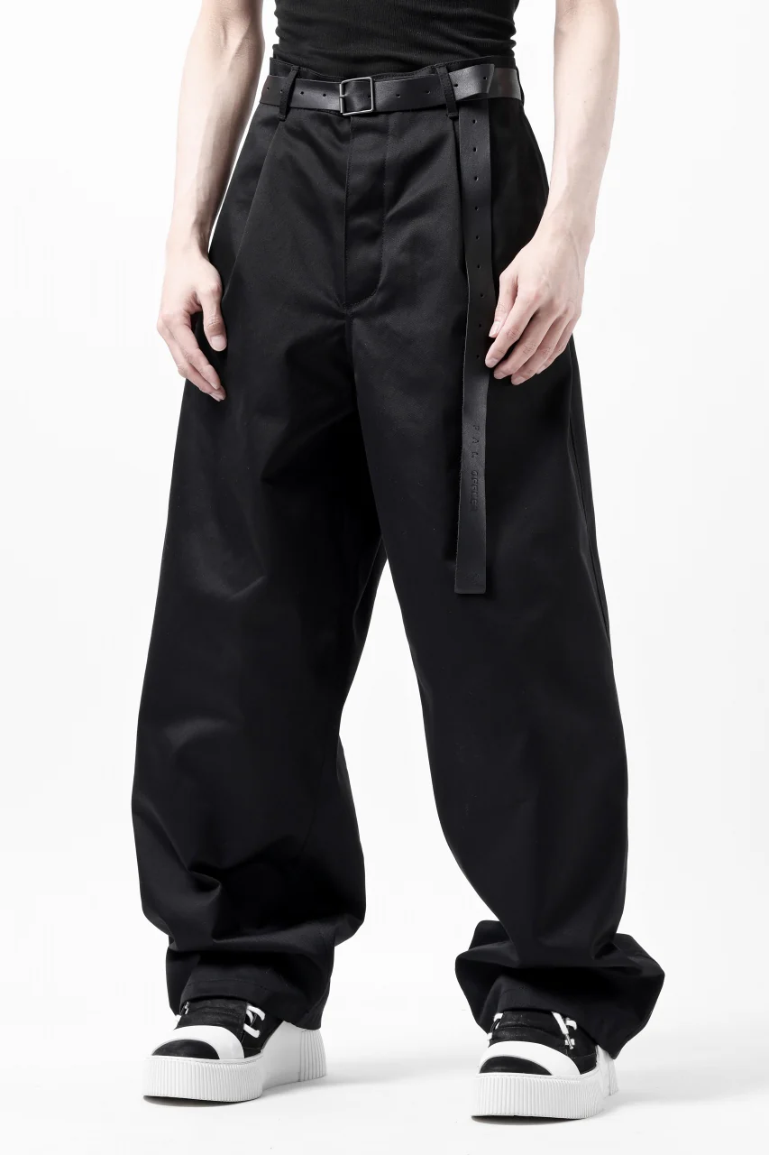 ISAMU KATAYAMA BACKLASH TUCK WIDE PANTS / HIGH DENSITY CHINO CLOTH (BLACK) - Image 6