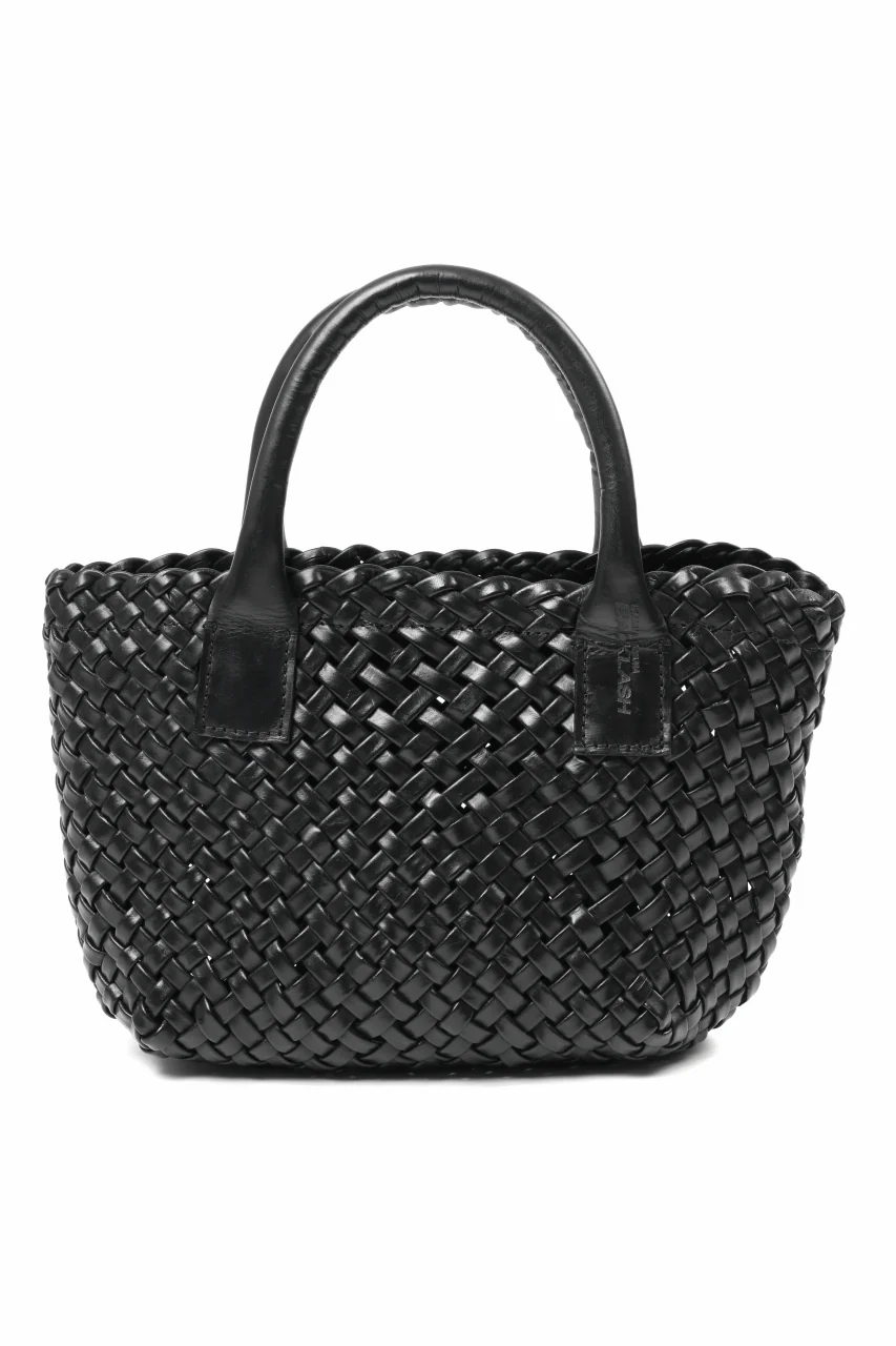 ISAMU KATAYAMA BACKLASH VEGETABLE TANNED BUFFALO MUSOU INTRECCIATO SMALL TOTE BAG (BLACK) - Image 2