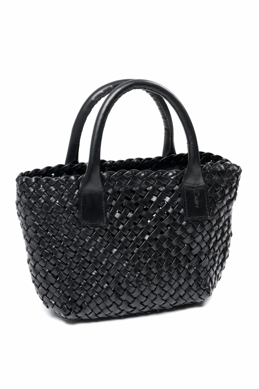 ISAMU KATAYAMA BACKLASH VEGETABLE TANNED BUFFALO MUSOU INTRECCIATO SMALL TOTE BAG (BLACK) - Image 3