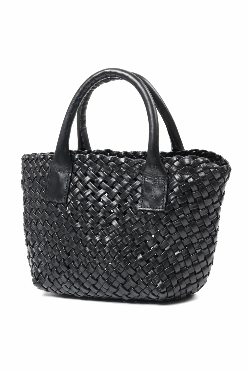 ISAMU KATAYAMA BACKLASH VEGETABLE TANNED BUFFALO MUSOU INTRECCIATO SMALL TOTE BAG (BLACK) - Image 4