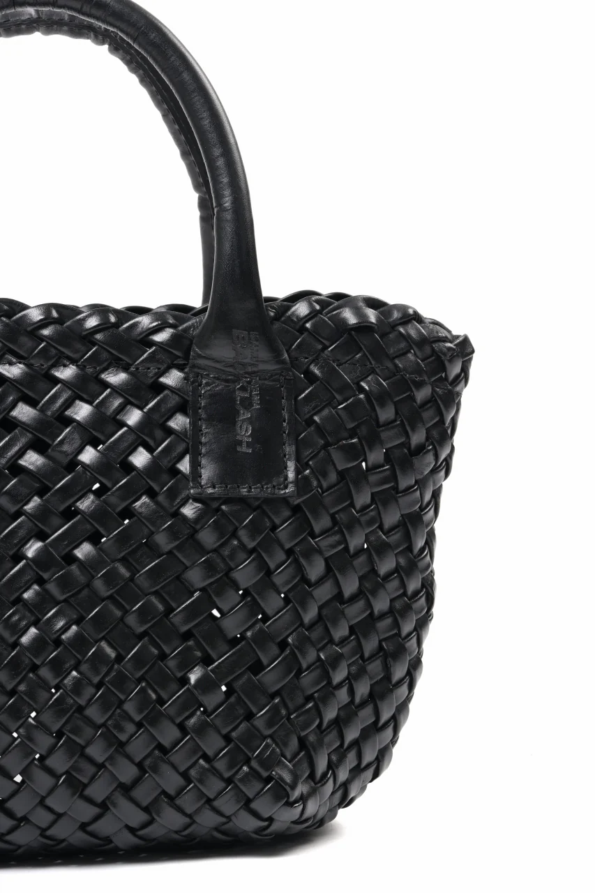ISAMU KATAYAMA BACKLASH VEGETABLE TANNED BUFFALO MUSOU INTRECCIATO SMALL TOTE BAG (BLACK) - Image 7