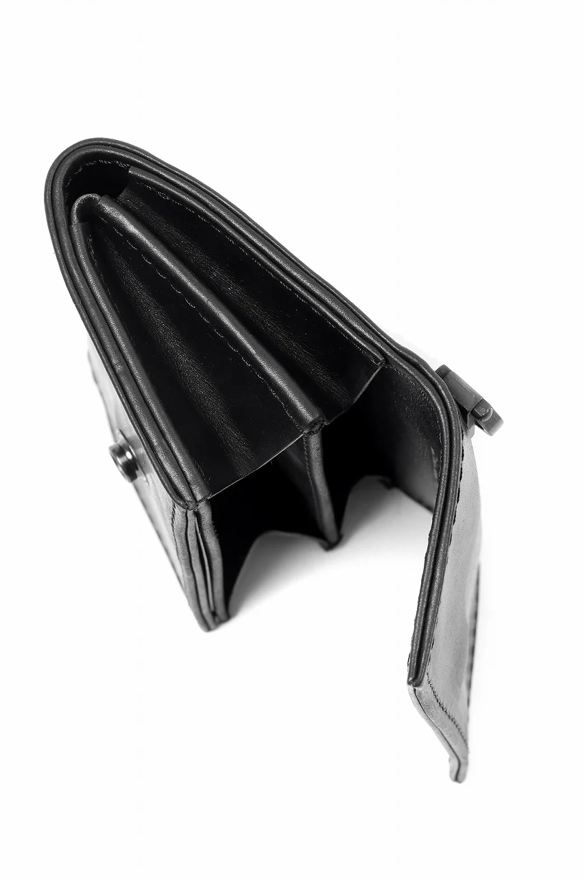 ISAMU KATAYAMA BACKLASH "Vitello Lucido" TINY WALLET / GUIDI CALF WHITE TANNING (BLACK) - Image 8