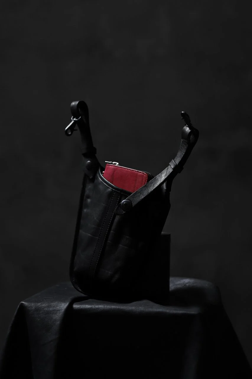 ISAMU KATAYAMA BACKLASH WAIST-HANG BAG / DOUBLE SHOULDER OBJECT DYED (BLACK) - Image 22