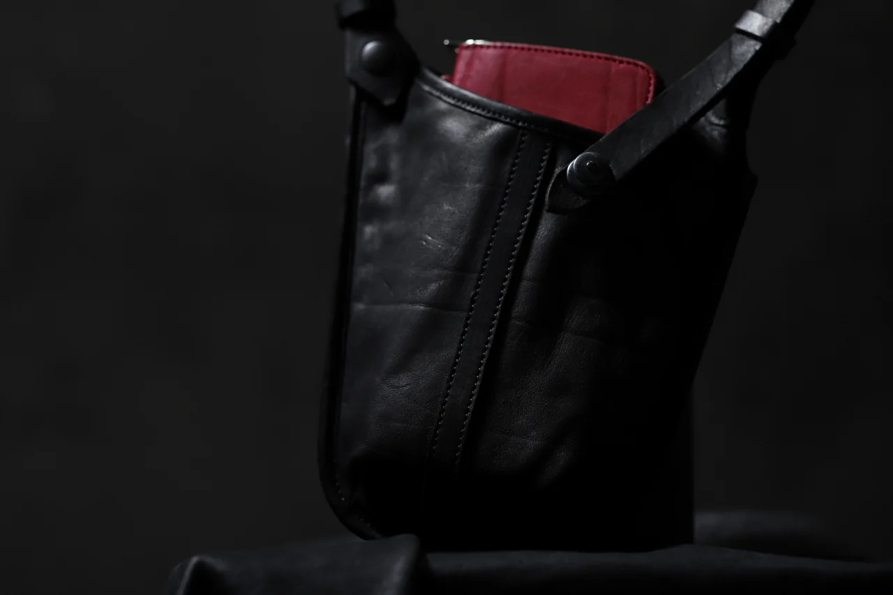 ISAMU KATAYAMA BACKLASH WAIST HANG BAG / DOUBLE-SHOULDER OBJECT DYED (BLACK) - Image 34