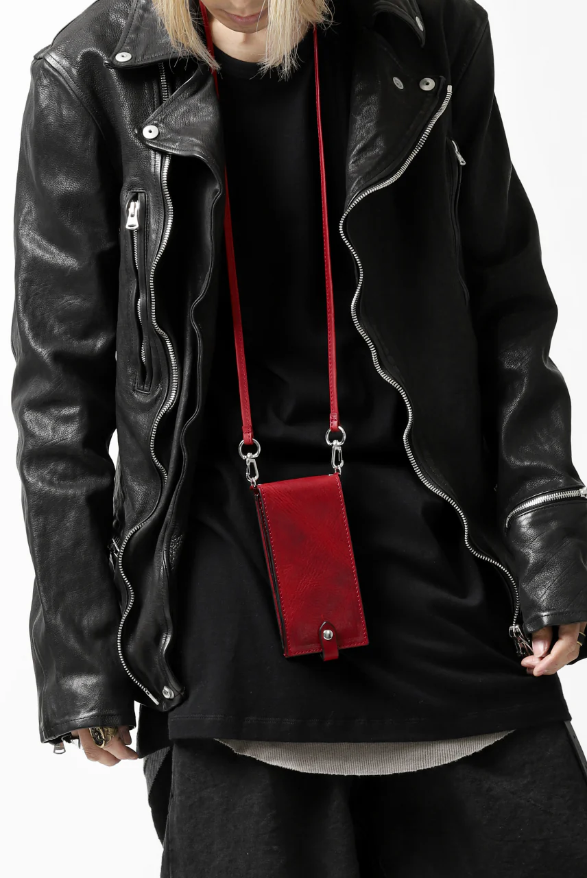 ISAMU KATAYAMA BACKLASH WALLET PHONE-HOLDER / ITALY DOUBLE SHOULDER (RED) - Image 27