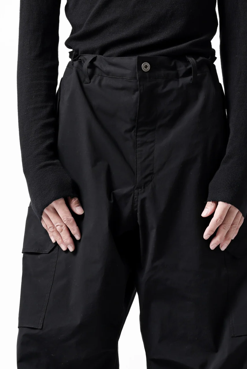 ISAMU KATAYAMA BACKLASH WIDE CARGO PANTS / STRETCH TYPEWRITER CLOTH (BLACK) - Image 11