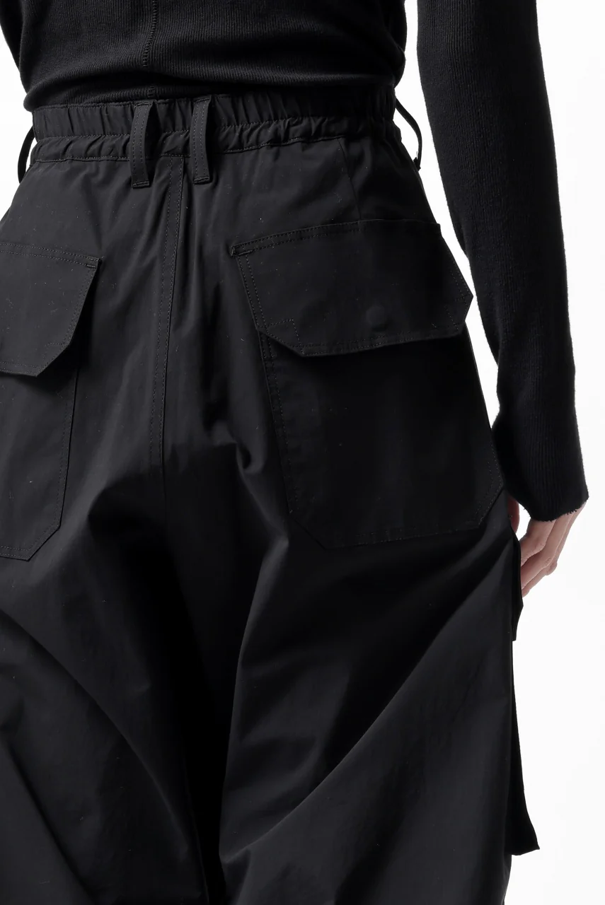 ISAMU KATAYAMA BACKLASH WIDE CARGO PANTS / STRETCH TYPEWRITER CLOTH (BLACK) - Image 14