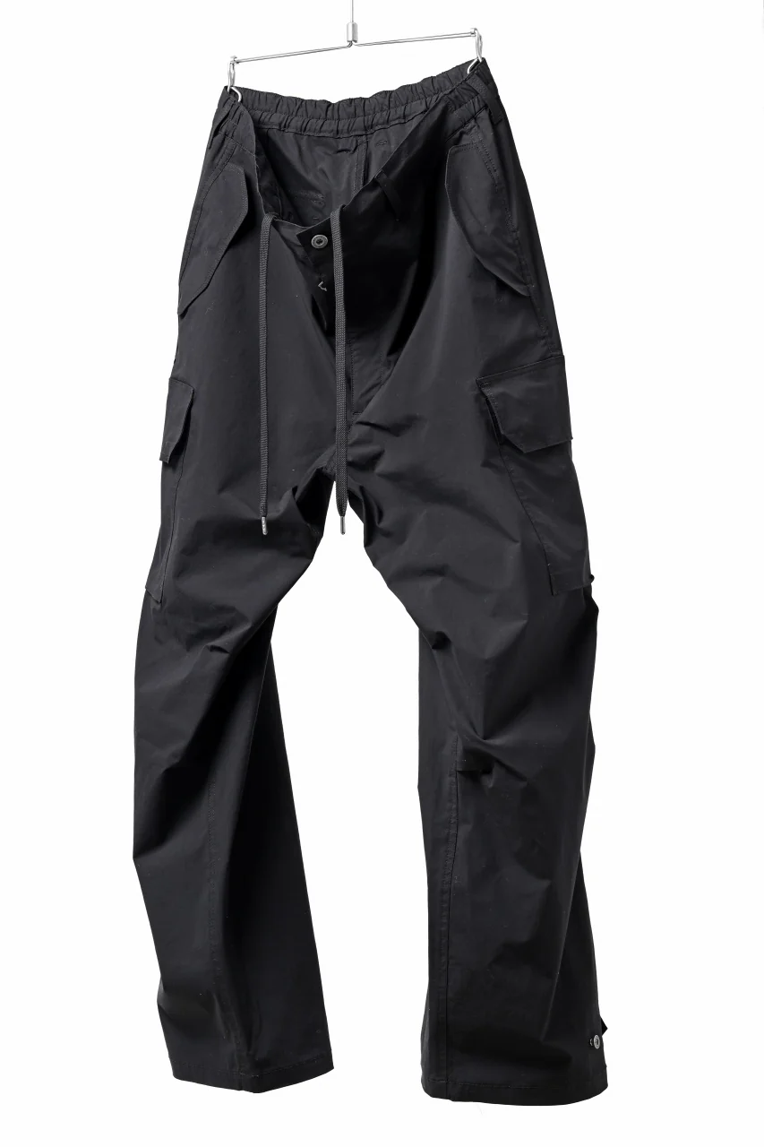 ISAMU KATAYAMA BACKLASH WIDE CARGO PANTS / STRETCH TYPEWRITER CLOTH (BLACK) - Image 17