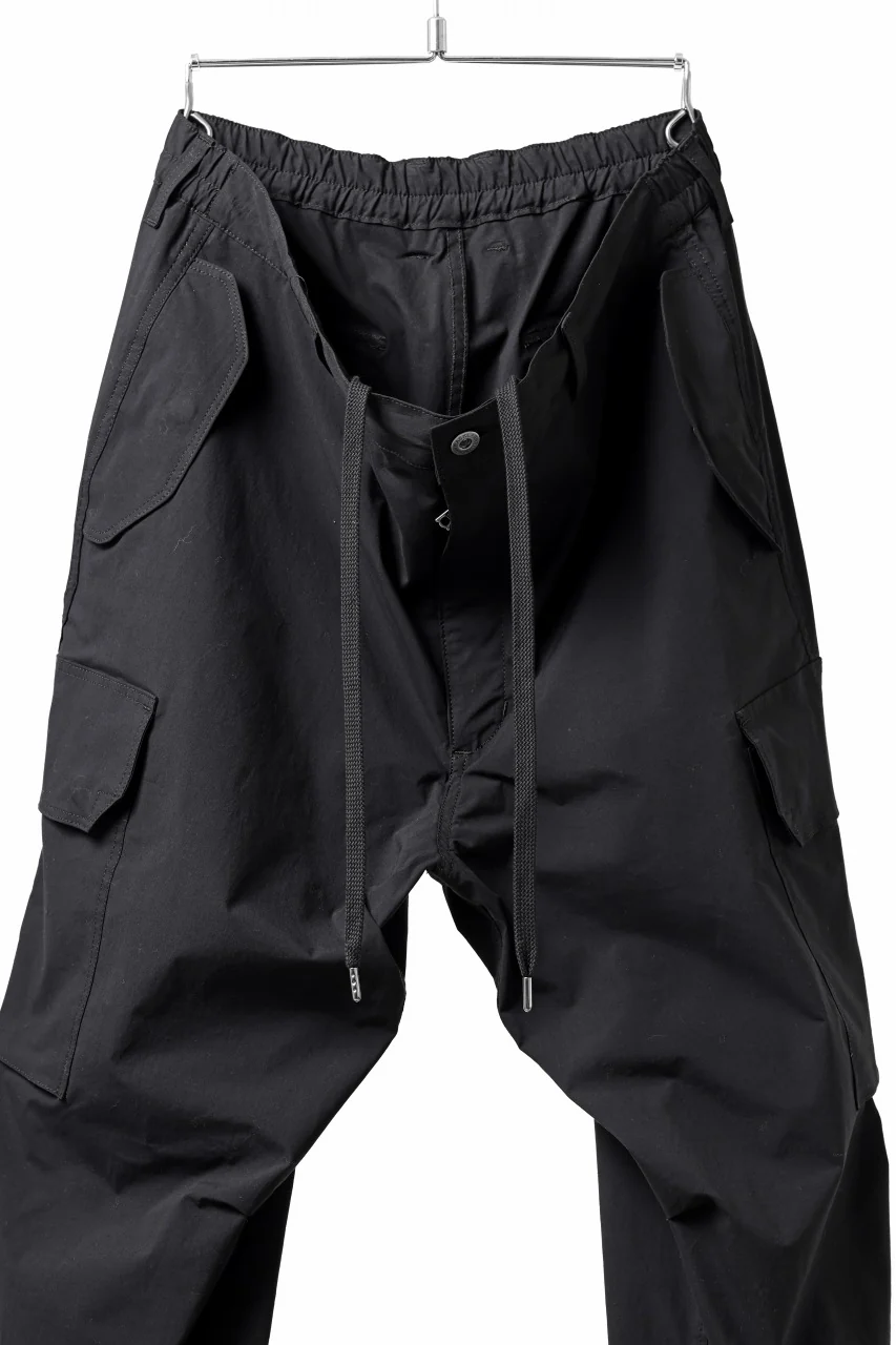 ISAMU KATAYAMA BACKLASH WIDE CARGO PANTS / STRETCH TYPEWRITER CLOTH (BLACK) - Image 19