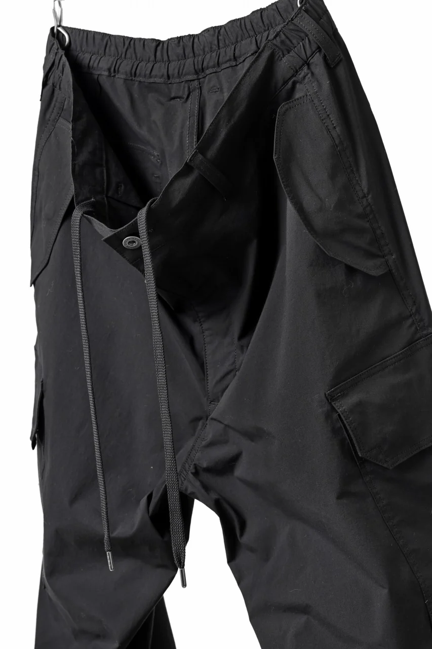 ISAMU KATAYAMA BACKLASH WIDE CARGO PANTS / STRETCH TYPEWRITER CLOTH (BLACK) - Image 26