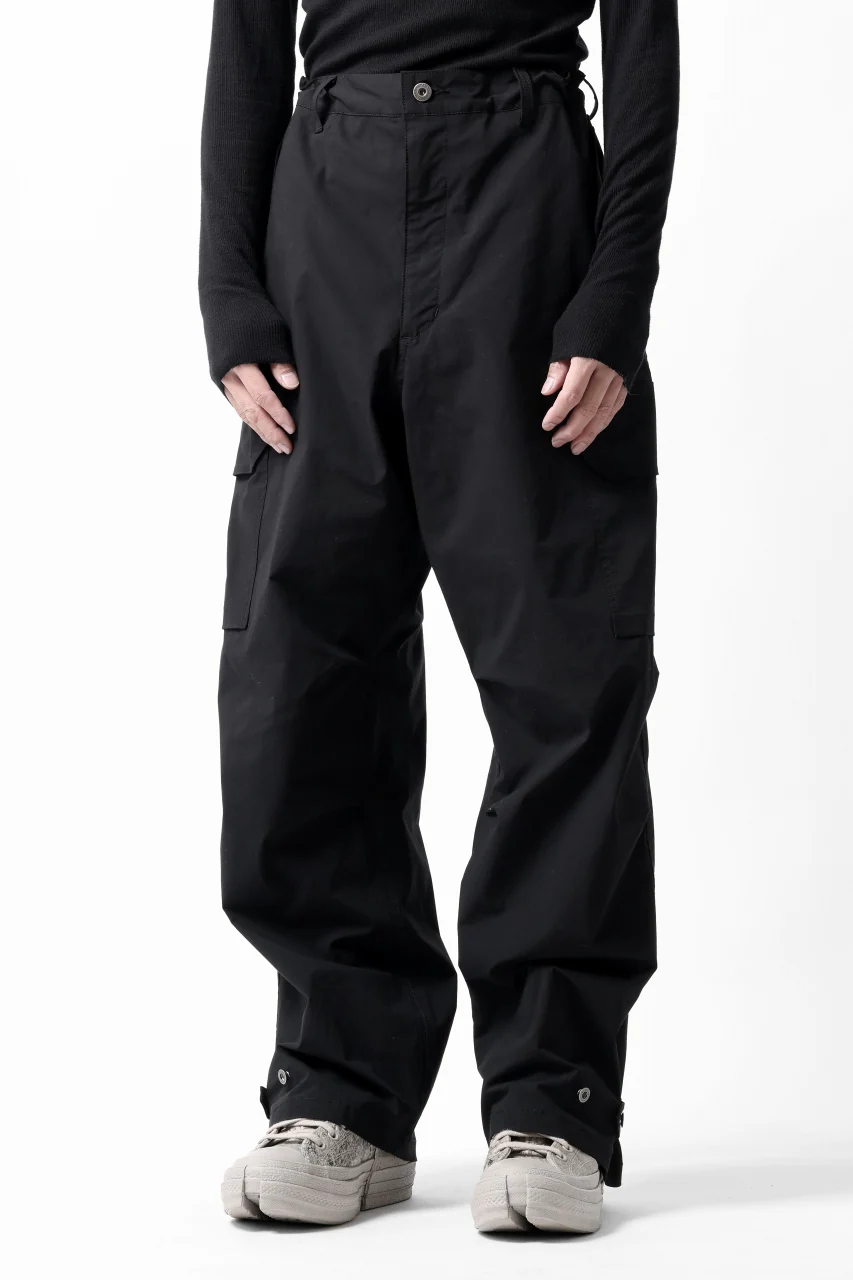 ISAMU KATAYAMA BACKLASH WIDE CARGO PANTS / STRETCH TYPEWRITER CLOTH (BLACK) - Image 3