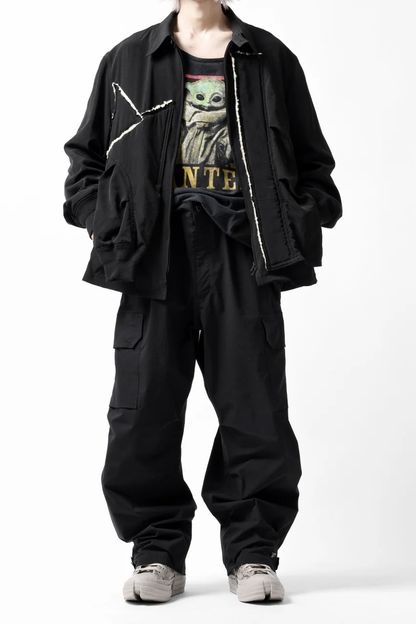 ISAMU KATAYAMA BACKLASH WIDE CARGO PANTS / STRETCH TYPEWRITER CLOTH (BLACK) - Image 33