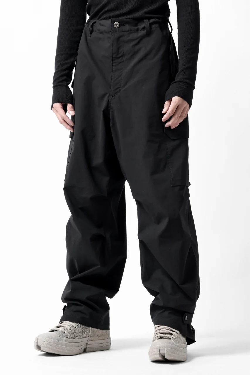 ISAMU KATAYAMA BACKLASH WIDE CARGO PANTS / STRETCH TYPEWRITER CLOTH (BLACK) - Image 7