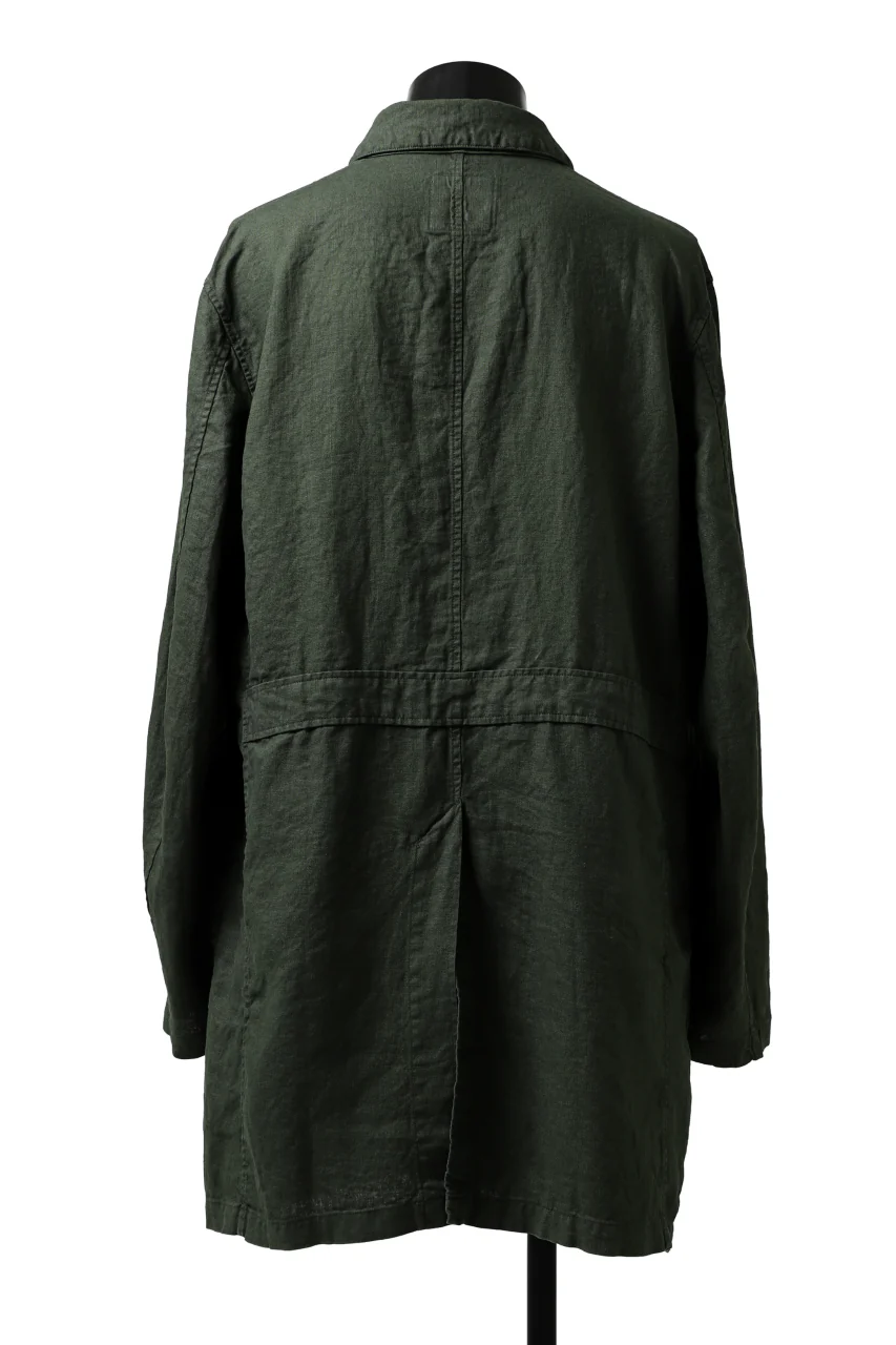 ISAMU KATAYAMA BACKLASH WORK COAT / GARMENT NATURAL DYED LINEN (LEAF) - Image 14