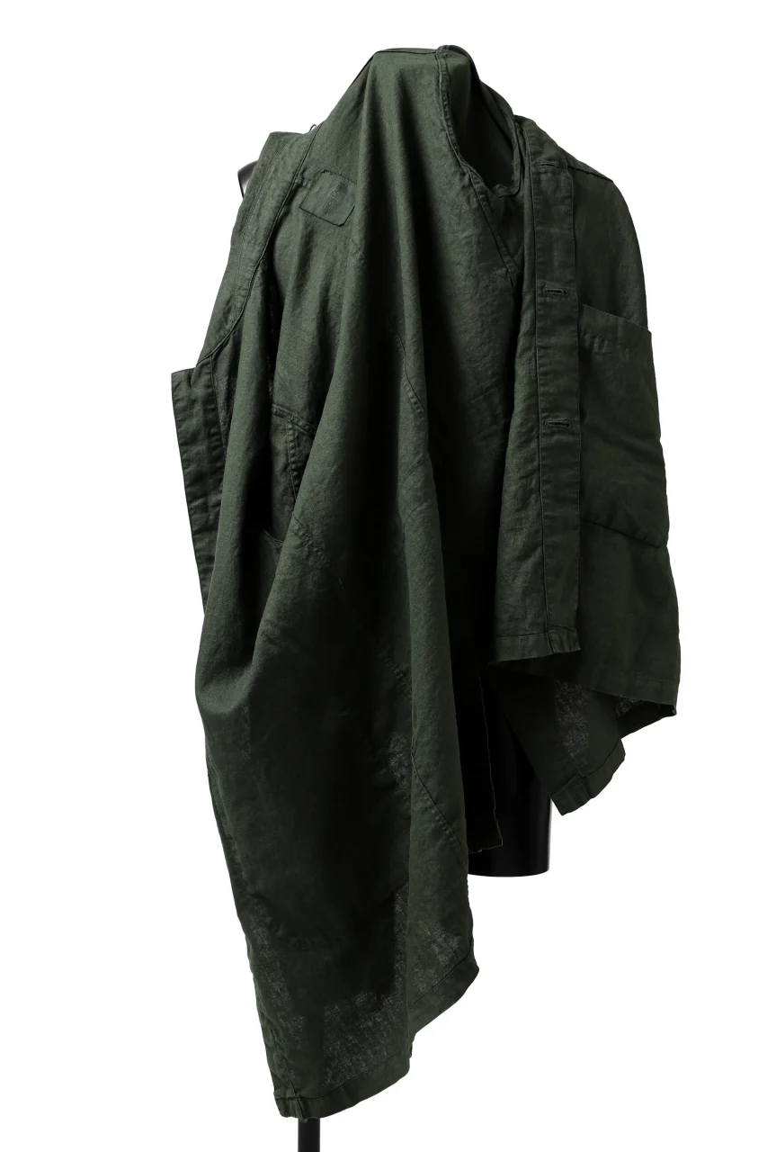ISAMU KATAYAMA BACKLASH WORK COAT / GARMENT NATURAL DYED LINEN (LEAF) - Image 16