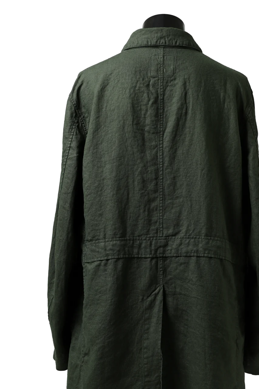ISAMU KATAYAMA BACKLASH WORK COAT / GARMENT NATURAL DYED LINEN (LEAF) - Image 23