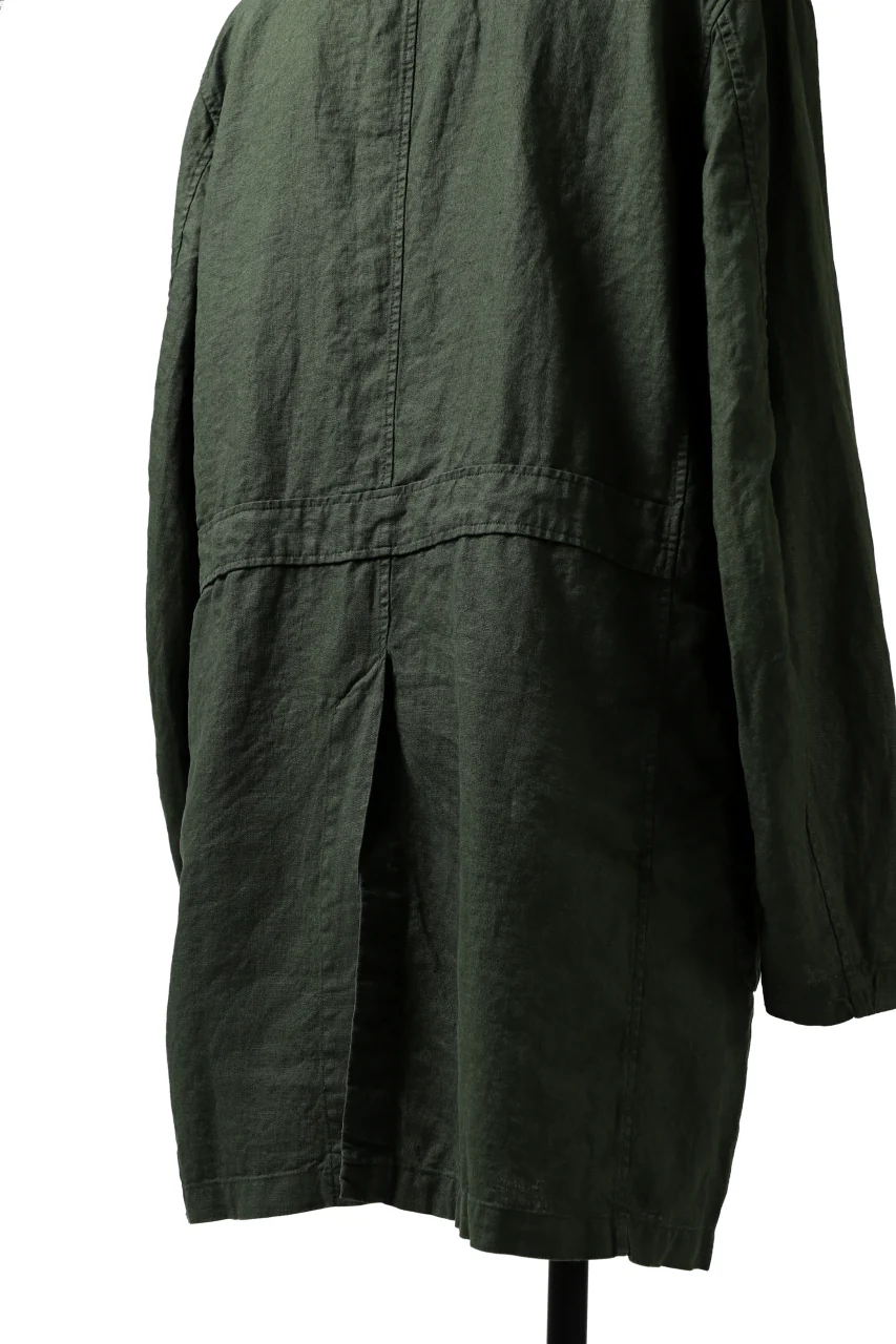 ISAMU KATAYAMA BACKLASH WORK COAT / GARMENT NATURAL DYED LINEN (LEAF) - Image 24