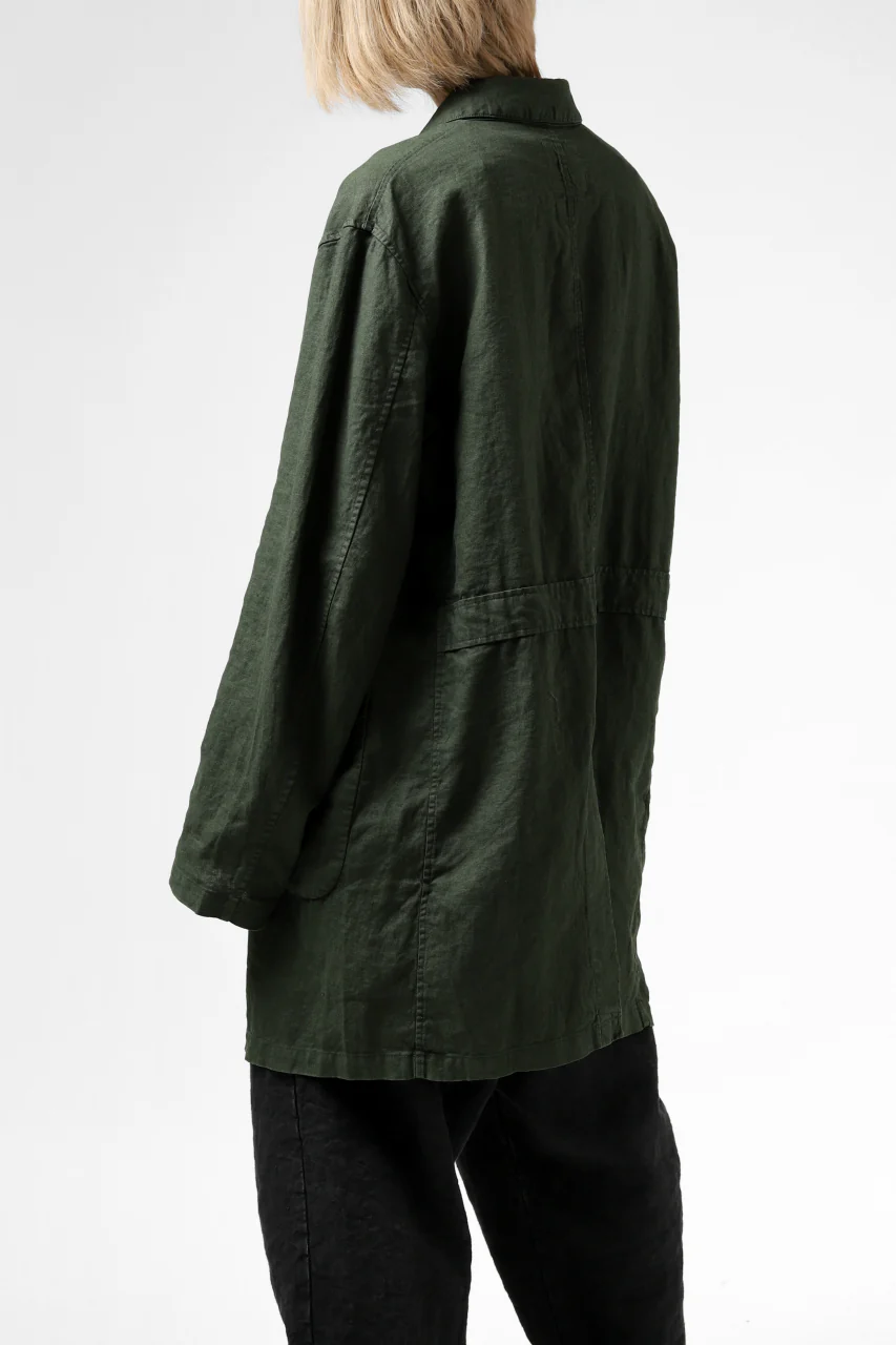 ISAMU KATAYAMA BACKLASH WORK COAT / GARMENT NATURAL DYED LINEN (LEAF) - Image 28