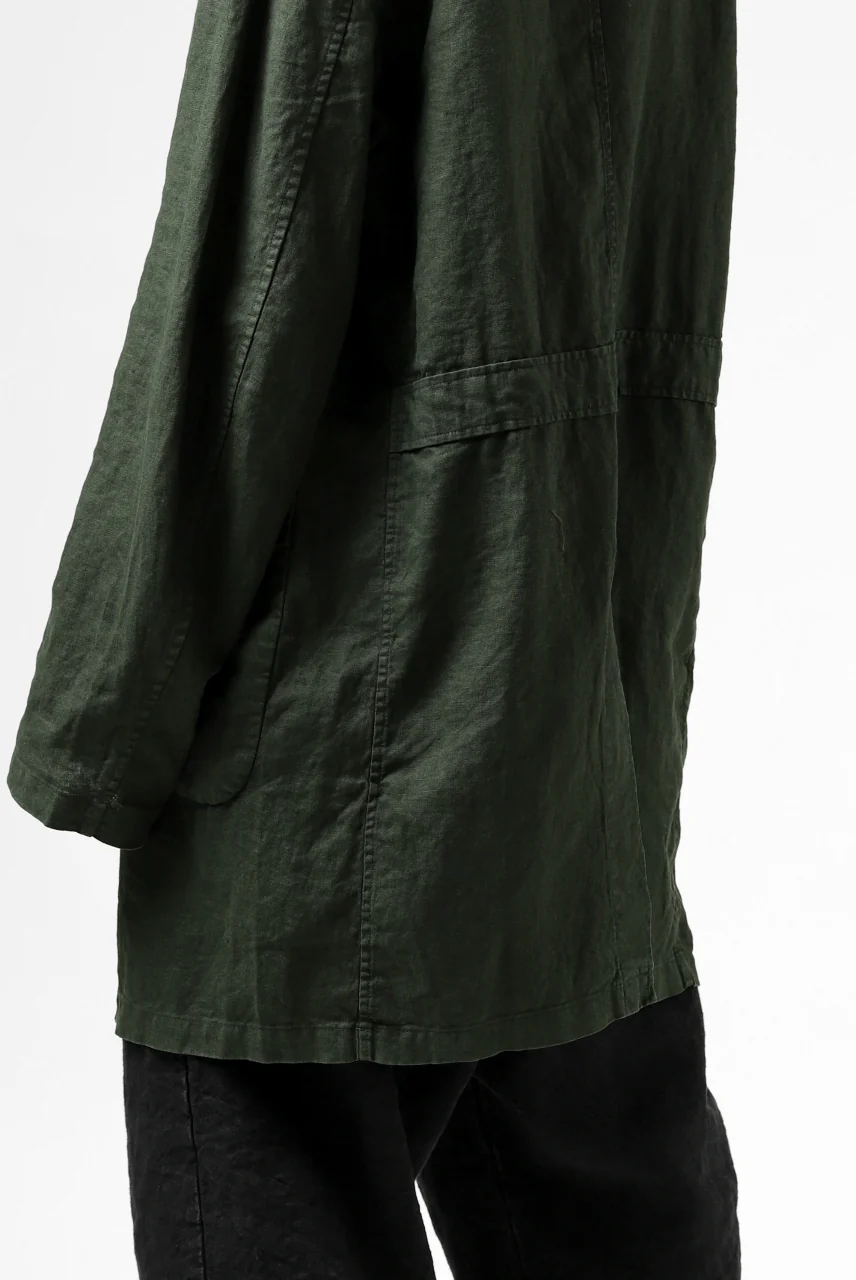 ISAMU KATAYAMA BACKLASH WORK COAT / GARMENT NATURAL DYED LINEN (LEAF) - Image 35