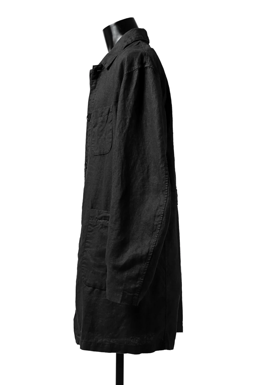 ISAMU KATAYAMA BACKLASH WORK COAT / GARMENT NATURAL DYED LINEN (SUMI) - Image 13