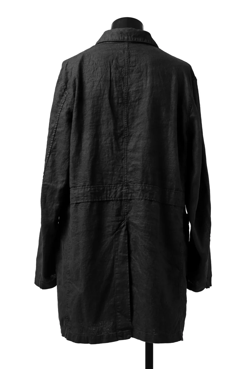 ISAMU KATAYAMA BACKLASH WORK COAT / GARMENT NATURAL DYED LINEN (SUMI) - Image 14