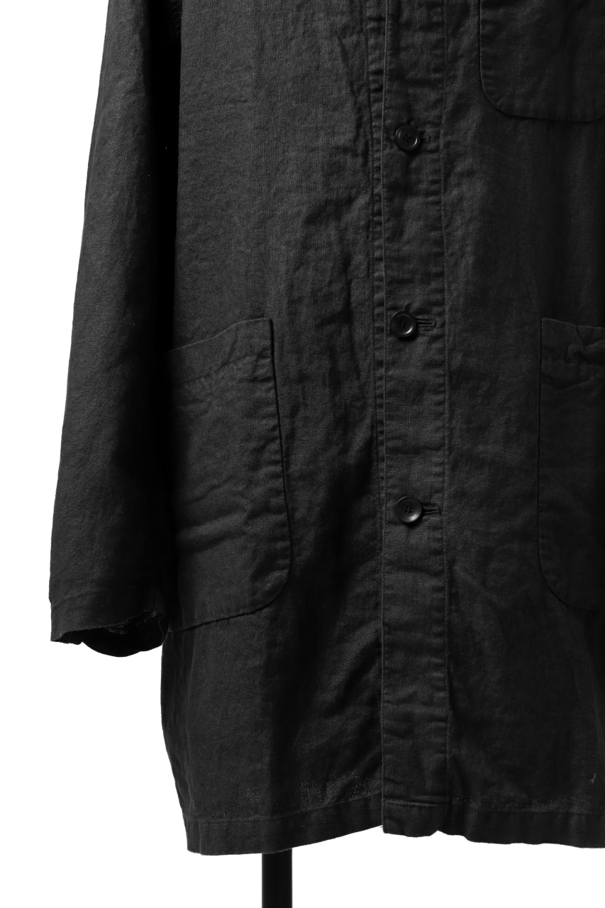 ISAMU KATAYAMA BACKLASH WORK COAT / GARMENT NATURAL DYED LINEN (SUMI) - Image 18
