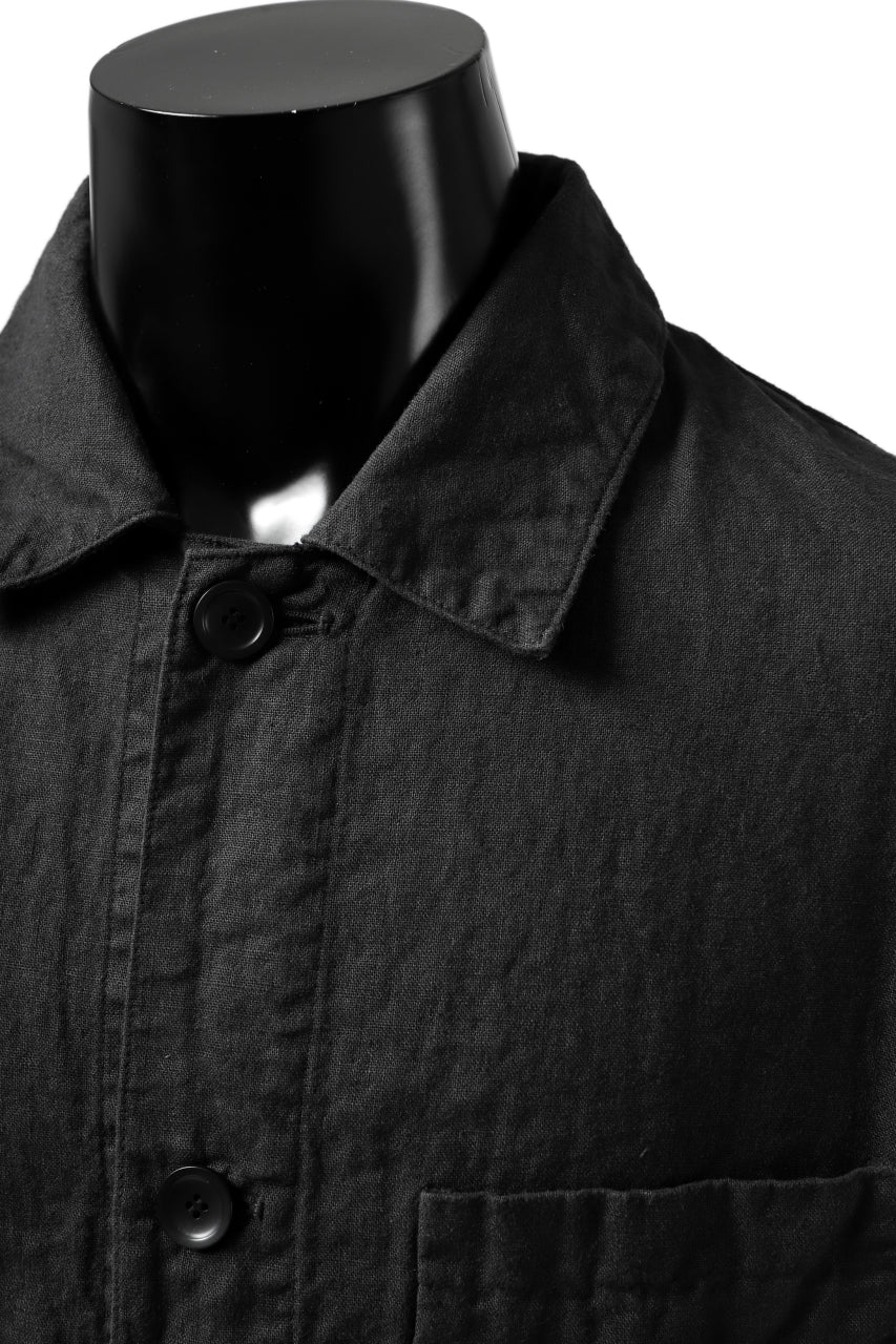 ISAMU KATAYAMA BACKLASH WORK COAT / GARMENT NATURAL DYED LINEN (SUMI) - Image 19