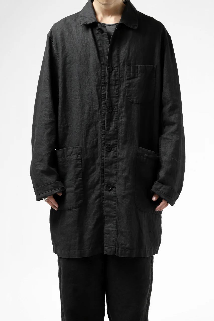 ISAMU KATAYAMA BACKLASH WORK COAT / GARMENT NATURAL DYED LINEN (SUMI) - Image 26