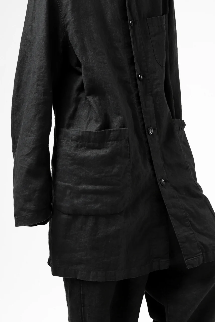 ISAMU KATAYAMA BACKLASH WORK COAT / GARMENT NATURAL DYED LINEN (SUMI) - Image 37