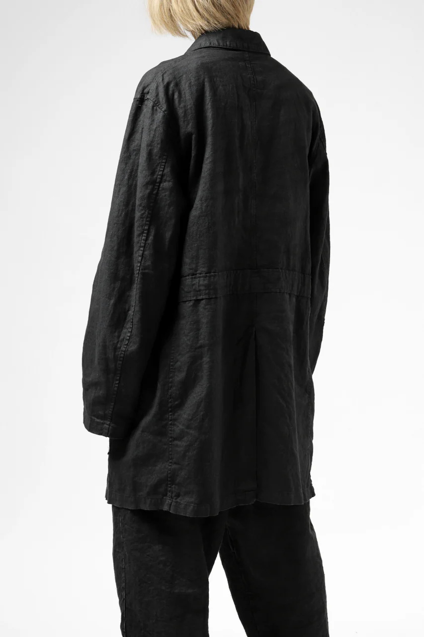 ISAMU KATAYAMA BACKLASH WORK COAT / GARMENT NATURAL DYED LINEN (SUMI) - Image 9