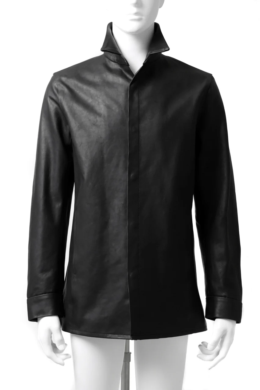 ISAMU KATAYAMA BACKLASH xx GUIDI COMMA 8 LEATHER SHIRT / CALF "Vitello Fiore Volonato" (BLACK)
