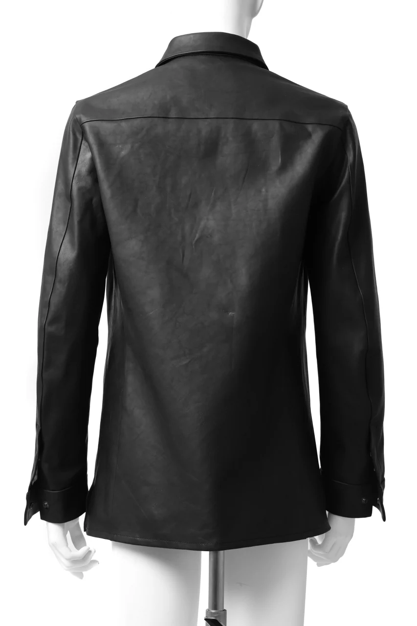 ISAMU KATAYAMA BACKLASH xx GUIDI COMMA 8 LEATHER SHIRT / CALF "Vitello Fiore Volonato" (BLACK) - Image 13