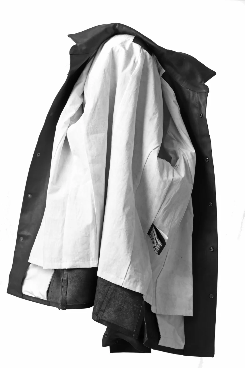ISAMU KATAYAMA BACKLASH xx GUIDI COMMA 8 LEATHER SHIRT / CALF "Vitello Fiore Volonato" (BLACK) - Image 14