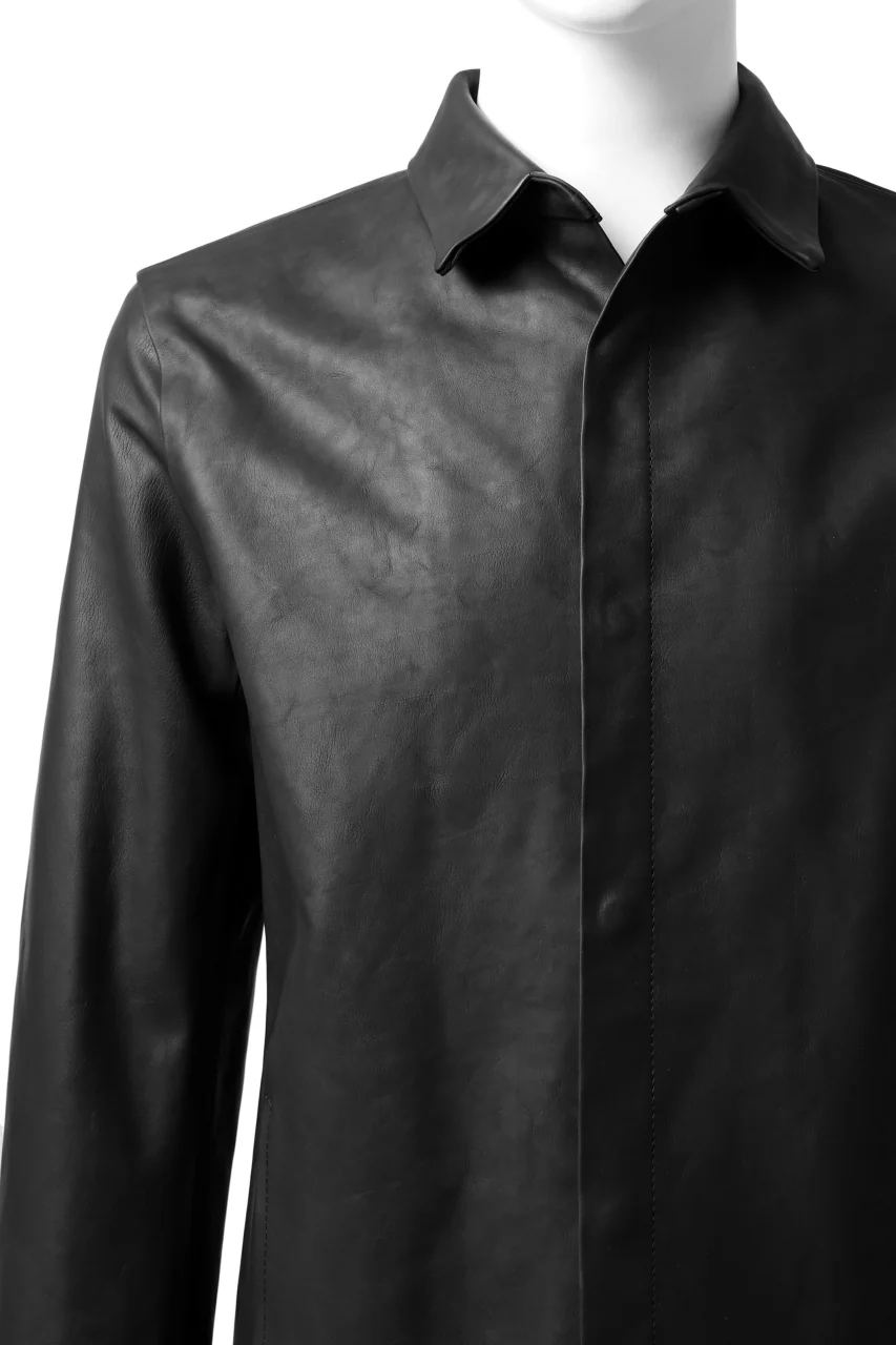 ISAMU KATAYAMA BACKLASH xx GUIDI COMMA 8 LEATHER SHIRT / CALF "Vitello Fiore Volonato" (BLACK) - Image 15