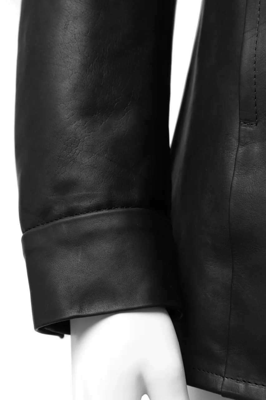 ISAMU KATAYAMA BACKLASH xx GUIDI COMMA 8 LEATHER SHIRT / CALF "Vitello Fiore Volonato" (BLACK) - Image 17