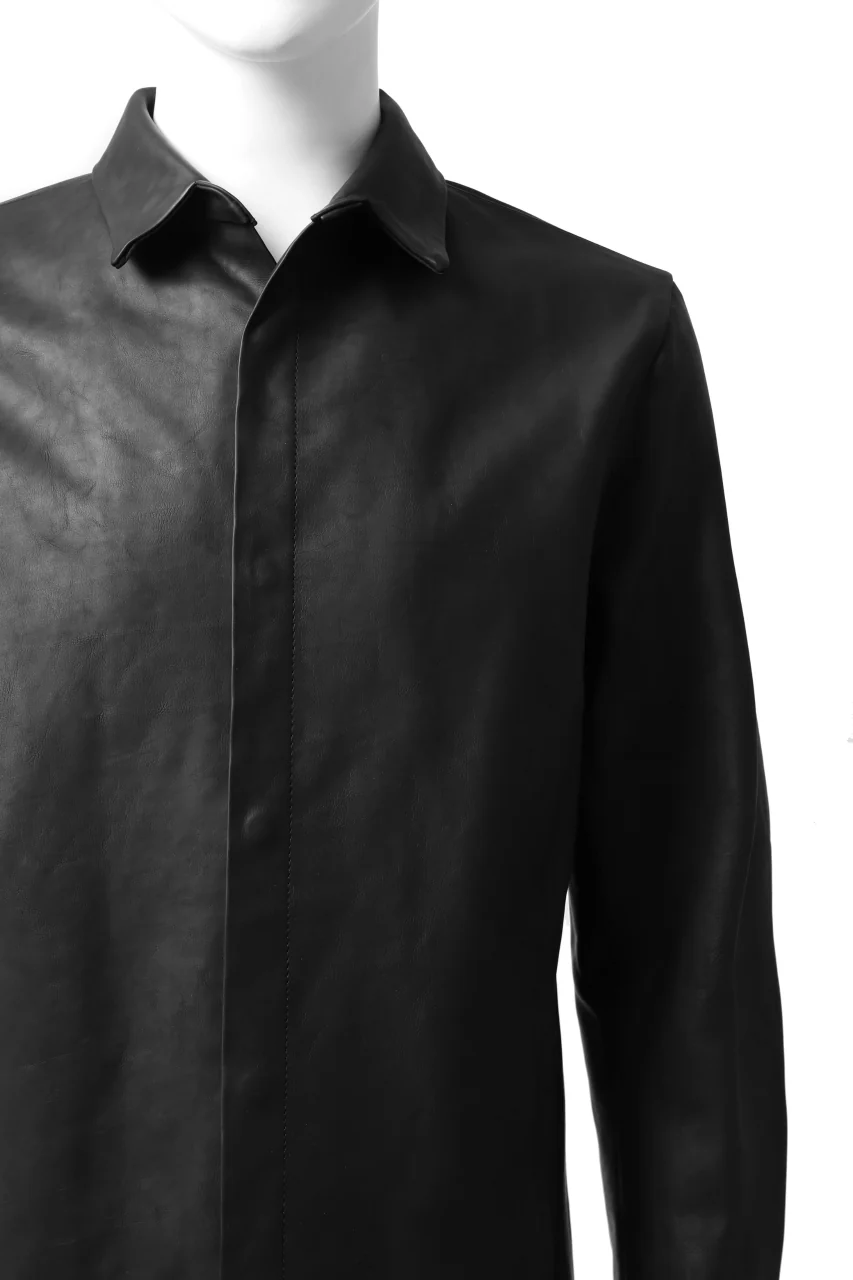 ISAMU KATAYAMA BACKLASH xx GUIDI COMMA 8 LEATHER SHIRT / CALF "Vitello Fiore Volonato" (BLACK) - Image 19